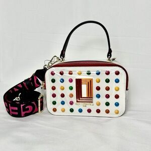 Karl Lagerfeld‎ White Multicolor Studded Crossbody Bag